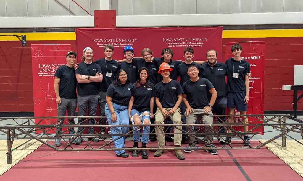 UF's Eckhoff Steel Bridge Team is shown at the American Institute of Steel Construction’s Student Bridge Competition at Iowa State University.