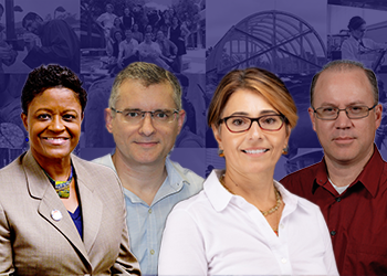 From left, ASCE Fellows Denise R. Simmons, Kyle Riding, Lily Elefteriadou, and Scott S. Washburn, all Ph.D.s.