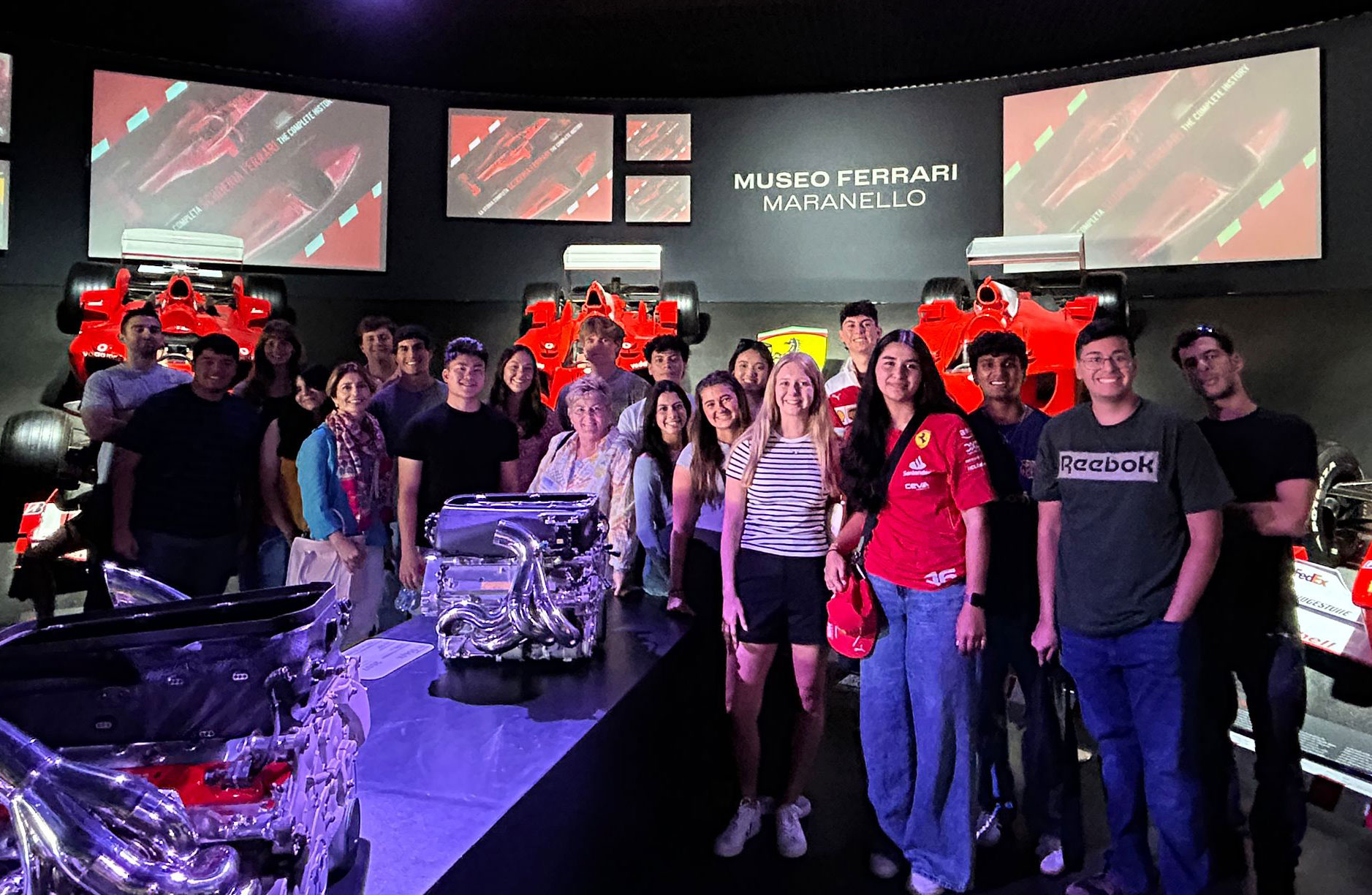 UF students are shown at the Ferrari Museum in Maranello, Italy. Photo courtesy of Nancy McIlrath
